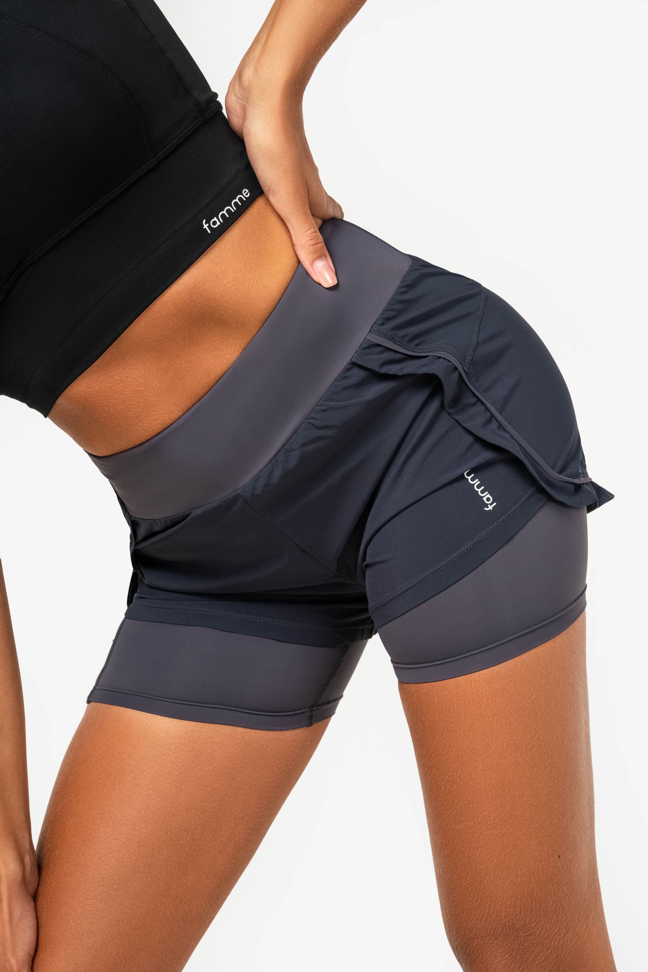 Gray pace running shorts